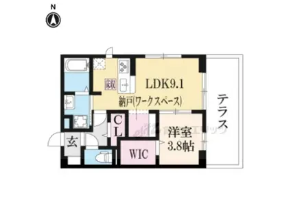 マルベリー瓜生(1LDK/1階)の間取り写真