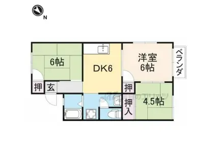 レークハイツ西今B(3DK/2階)の間取り写真