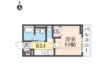 ハーベスト(1K/1階)の間取り写真