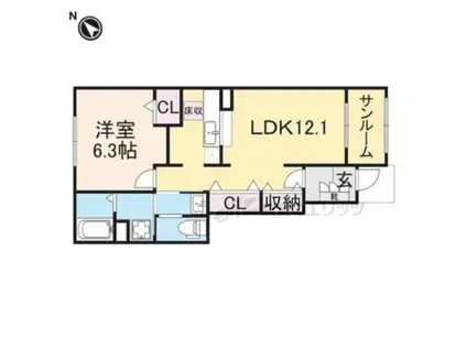 シュティルラント (1LDK/1階)の間取り写真