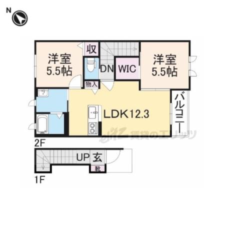 シャーメゾンコートK(2LDK/2階)の間取り写真