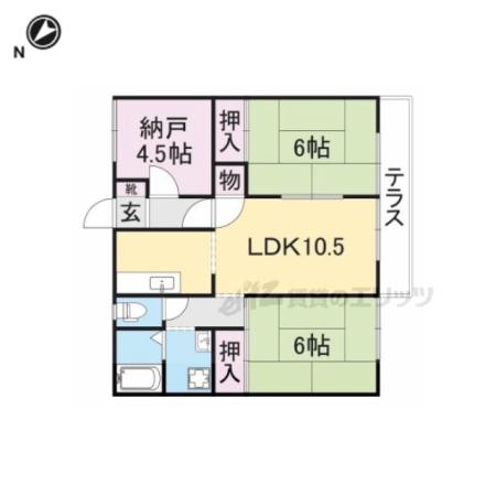 ヒルサイドテラス(2LDK/1階)の間取り写真