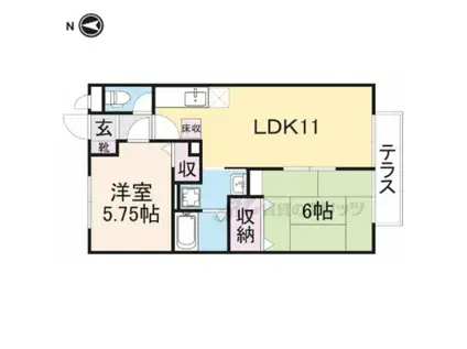 サンクコール朝和AB(2LDK/1階)の間取り写真