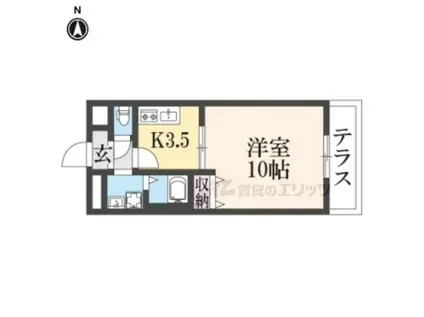 アムール野村(1K/1階)の間取り写真