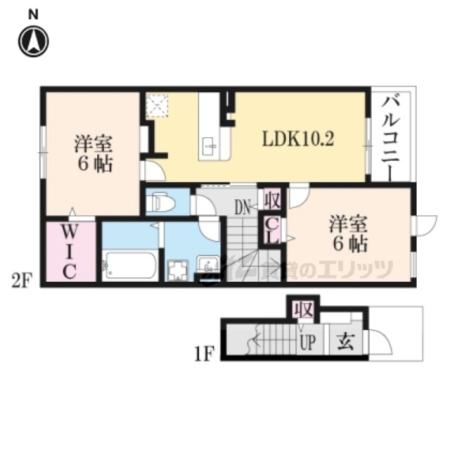 プレッソ橿原(2LDK/1階)の間取り写真