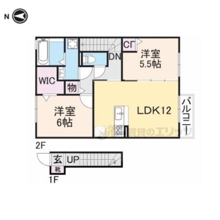 エスポワール(2LDK/2階)の間取り写真