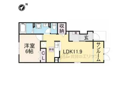 クローバー ハウス(1LDK/1階)の間取り写真