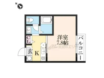 グラン・ディオールたて原(1K/3階)の間取り写真