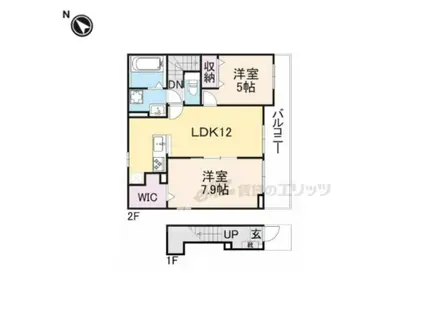 RIRIA(2LDK/2階)の間取り写真