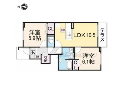 サンリット雅(2LDK/1階)の間取り写真