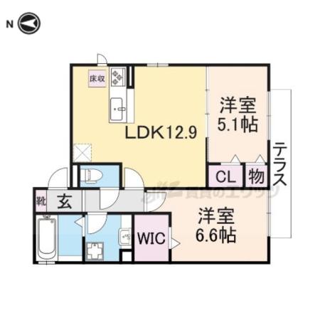 CLAIRE津田(2LDK/1階)の間取り写真