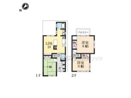 京阪電気鉄道石坂線 唐橋前駅 徒歩24分 2階建 築50年(3LDK)の間取り写真