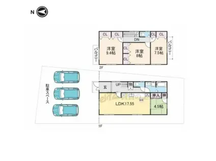 近鉄京都線 木津川台駅 徒歩7分 2階建 築4年(4LDK)の間取り写真