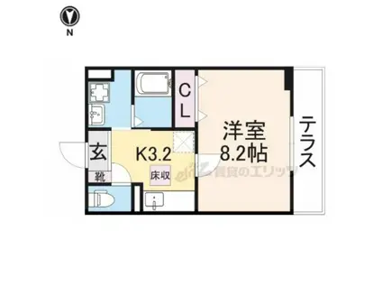 ハーベスト(1K/1階)の間取り写真