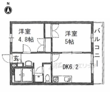 レオパレス浪漫(2DK/2階)の間取り写真