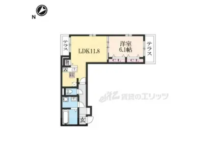 グリーン琥珀甲南(1LDK/1階)の間取り写真