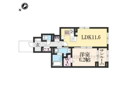 東海道本線 栗東駅 徒歩14分 3階建 築4年(1LDK/1階)の間取り写真