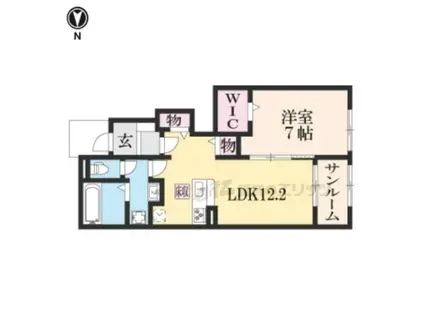 シャン・ド・フルール(1LDK/1階)の間取り写真