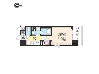 アスヴェル京都四条西院404(1K/4階)の間取り写真