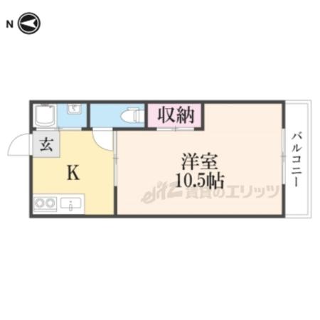 バウハウス(1DK/1階)の間取り写真