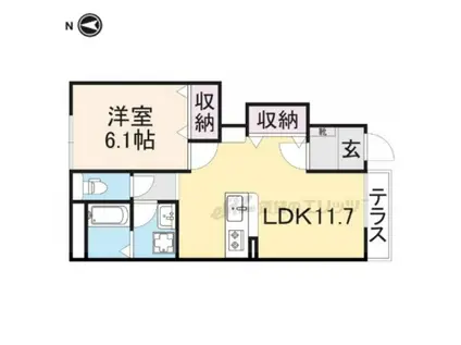 ウイングヒルAB(1LDK/1階)の間取り写真
