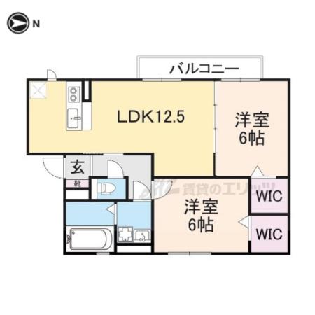 シャローパディ(2LDK/2階)の間取り写真