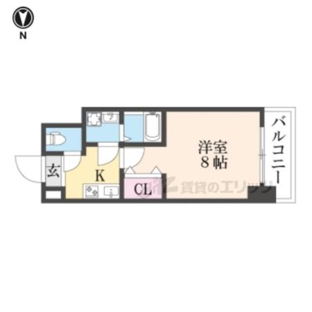 THE GARNET SUITE RESIDENCE 京都駅南(1K/4階)の間取り写真