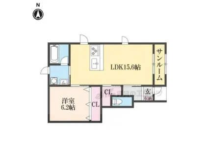 グランフォレスト2番館(1LDK/1階)の間取り写真