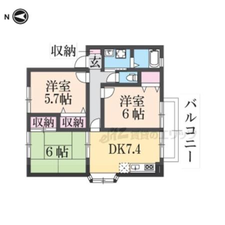 パセオ・ブルージュ(3DK/2階)の間取り写真
