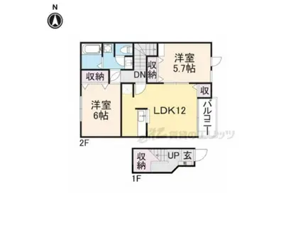 ベルグラース・(2LDK/2階)の間取り写真