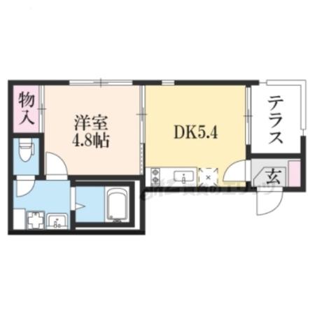 ハーモニーテラス竹田浄菩提院町(1DK/1階)の間取り写真