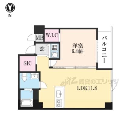 プリマヴェーラ丸太町(1LDK/3階)の間取り写真