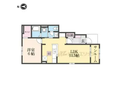 ラウレア (1LDK/1階)の間取り写真