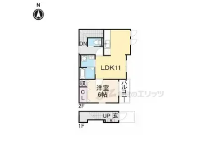 北陸本線 米原駅 徒歩5分 2階建 築9年(1LDK/2階)の間取り写真