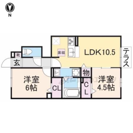 メゾン ダンデリオン(2LDK/1階)の間取り写真