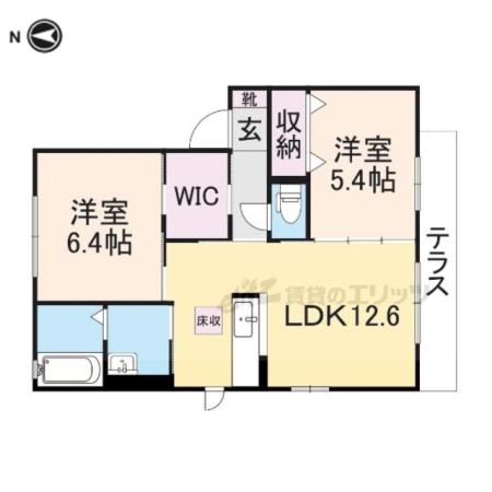 グレイスコートD(2LDK/1階)の間取り写真
