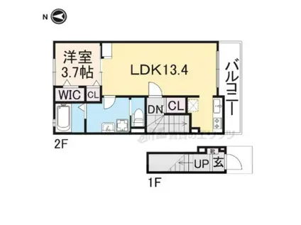ラフィネ(1LDK/2階)の間取り写真