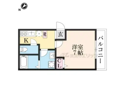 YUMARIN7一乗寺(1K/3階)の間取り写真