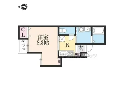 YUMARIN7元田中(1K/1階)の間取り写真