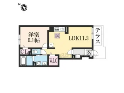 クレインコート(1LDK/1階)の間取り写真