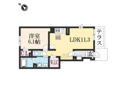 クレインコート(1LDK/1階)の間取り写真