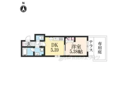 GRAMERCY 二条城(1DK/1階)の間取り写真