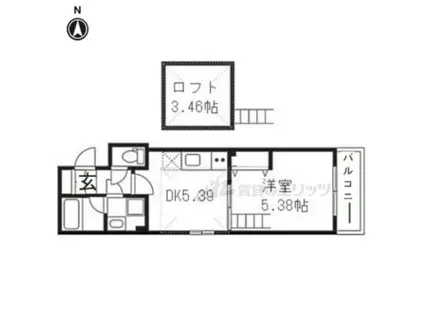 GRAMERCY 二条城(1DK/3階)の間取り写真