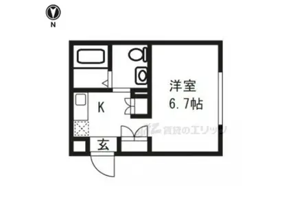 ベレーザ鴨川五条(1K/4階)の間取り写真