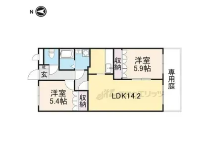 セントフィールド葛城(2LDK/1階)の間取り写真