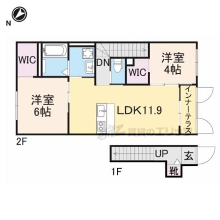 GARDEN TERRCE(2LDK/2階)の間取り写真