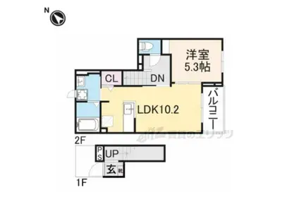 カルム ドミール(1LDK/2階)の間取り写真