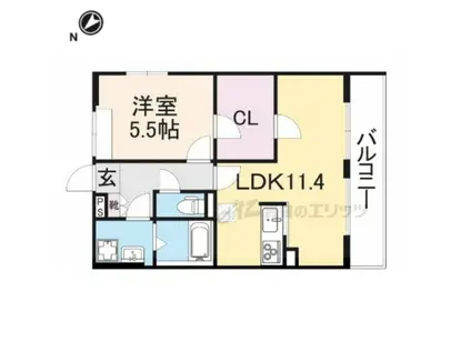 リブリ・ハイツ萩の台(1LDK/2階)の間取り写真