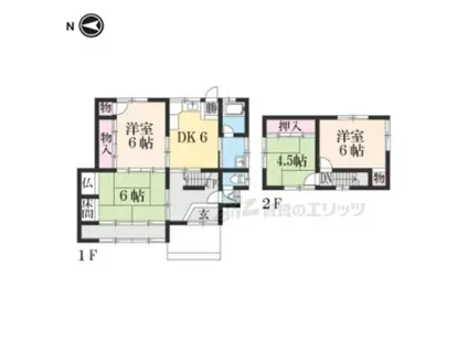 北陸本線 虎姫駅 徒歩19分 1階建 築44年(4DK)の間取り写真