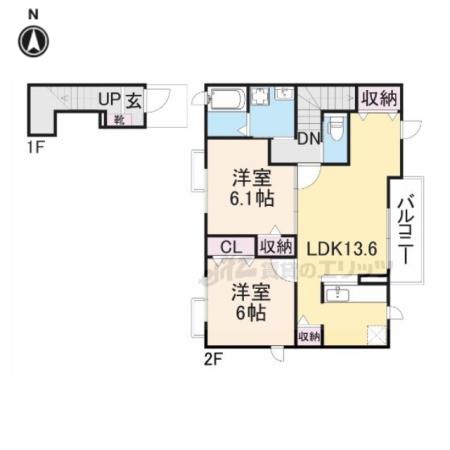ロングアイランド(2LDK/2階)の間取り写真